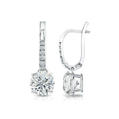 Diamond 1 1/2ctw. 4-Prong Round Drop Earrings in Platinum I1 Clarity
