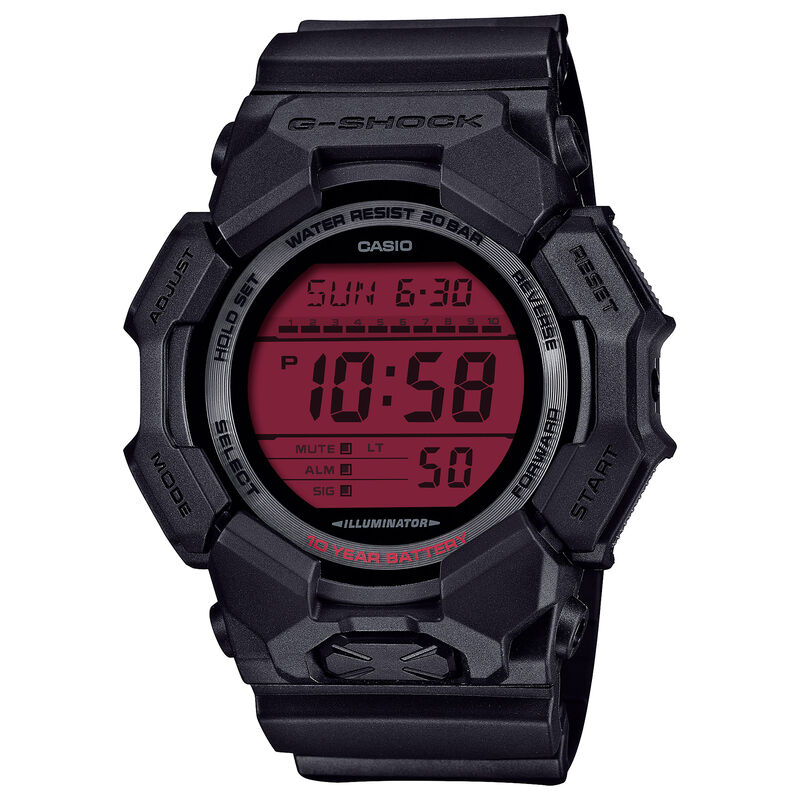 G-Shock Men's Digital Black Dial Red Accents Black Resin 53mm Watch GD010BBR-1 image number null