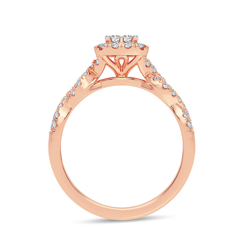 Calla. Princess-Cut Quad Diamond Twist Engagement Ring in 14k Rose Gold image number null