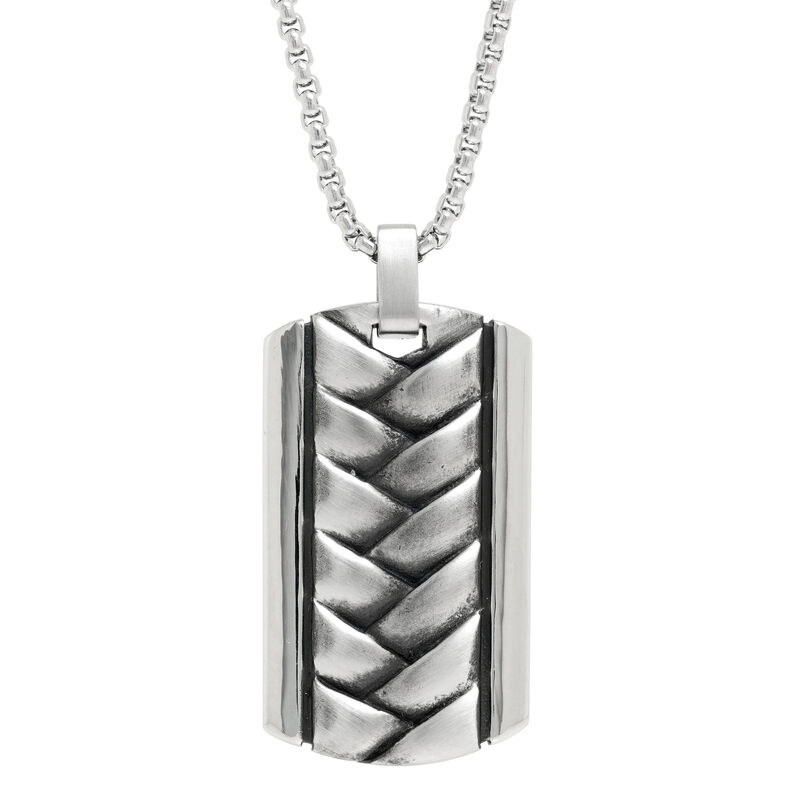 Men's Stainless Steel Textured Layers Pendant image number null