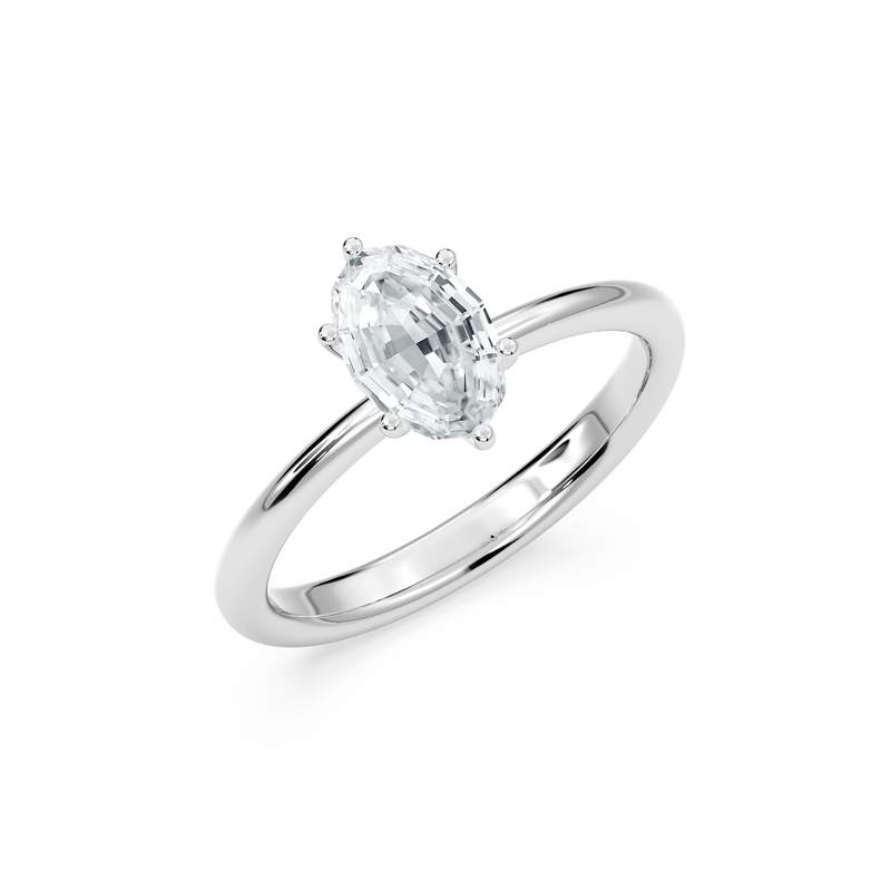 Duchess Oval Lab Grown Diamond 3ctw. Solitaire Engagement Ring in 14k White Gold image number null
