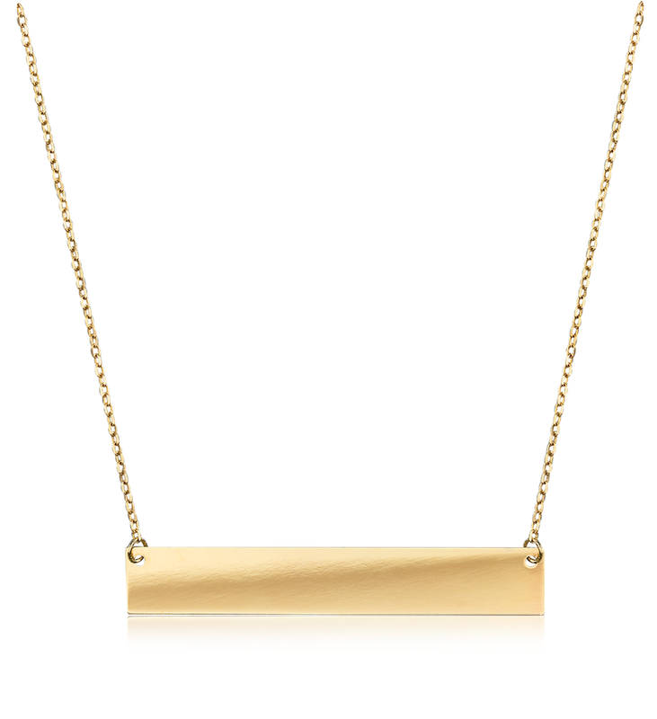 Gold Bar Engravable Necklace in 14k Yellow image number null
