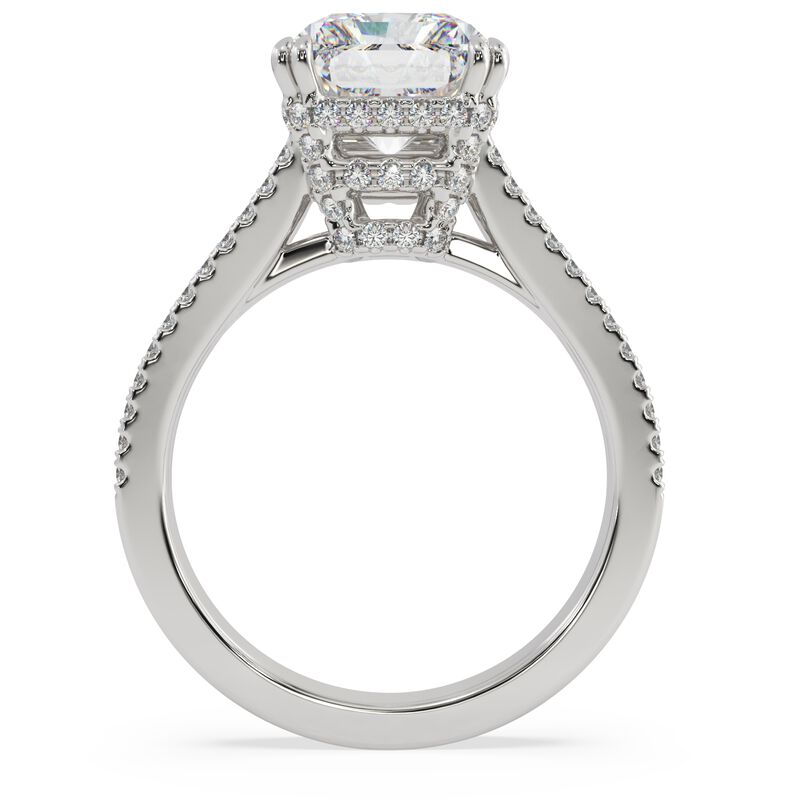 Radiant-Cut Lab Grown 3.60ctw. Diamond Split Shank Hidden Double Halo Engagement Ring in 14k White Gold image number null