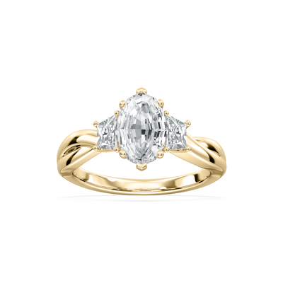 Duchess Oval Lab Grown Diamond 2 1/2ctw. Three Stone Twist Engagement Ring in 14k Yellow Gold