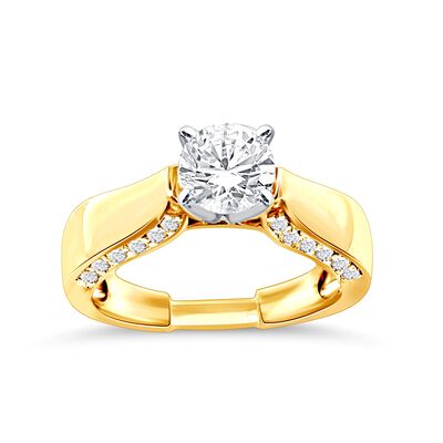 Brilliant-Cut Lab Grown 1 1/2ctw. Diamond with Trilogy Diamond Accents Engagement Ring in 14k Yellow Gold