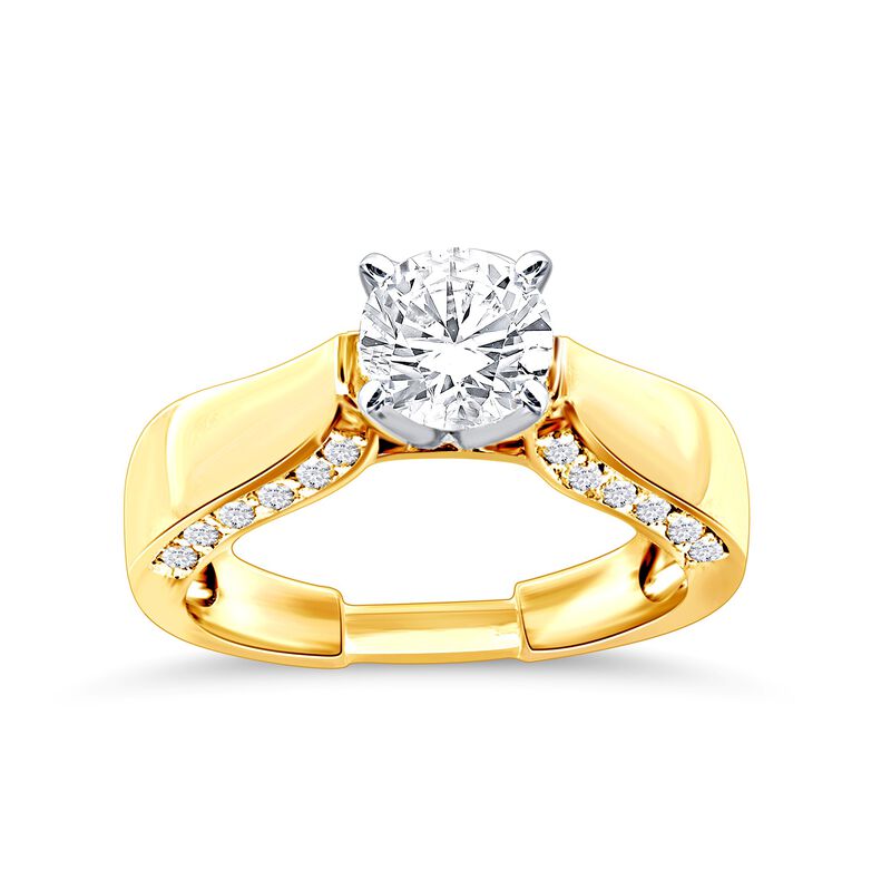 Brilliant-Cut Lab Grown 1 1/2ctw. Diamond with Trilogy Diamond Accents Engagement Ring in 14k Yellow Gold image number null