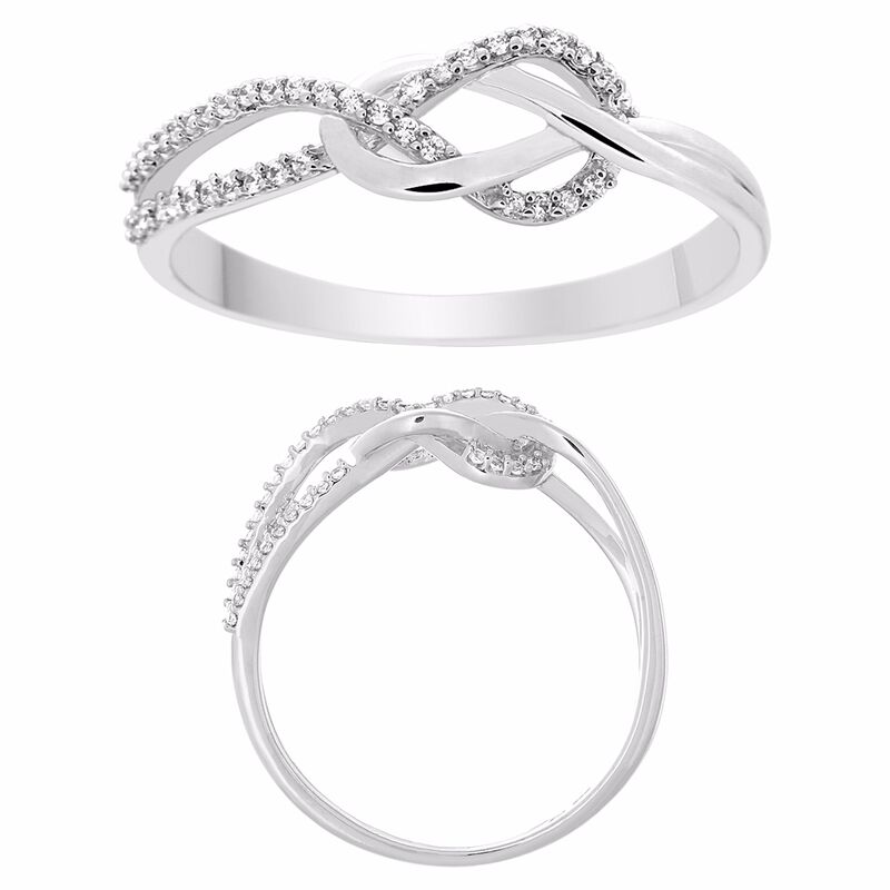 Diamond Loop Knot Promise Ring in 10k White Gold image number null