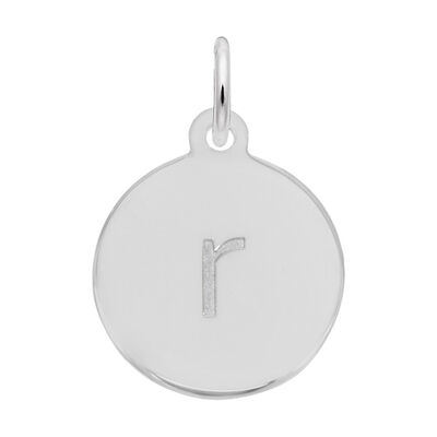 Lower Case Block R Initial Charm in Sterling Silver