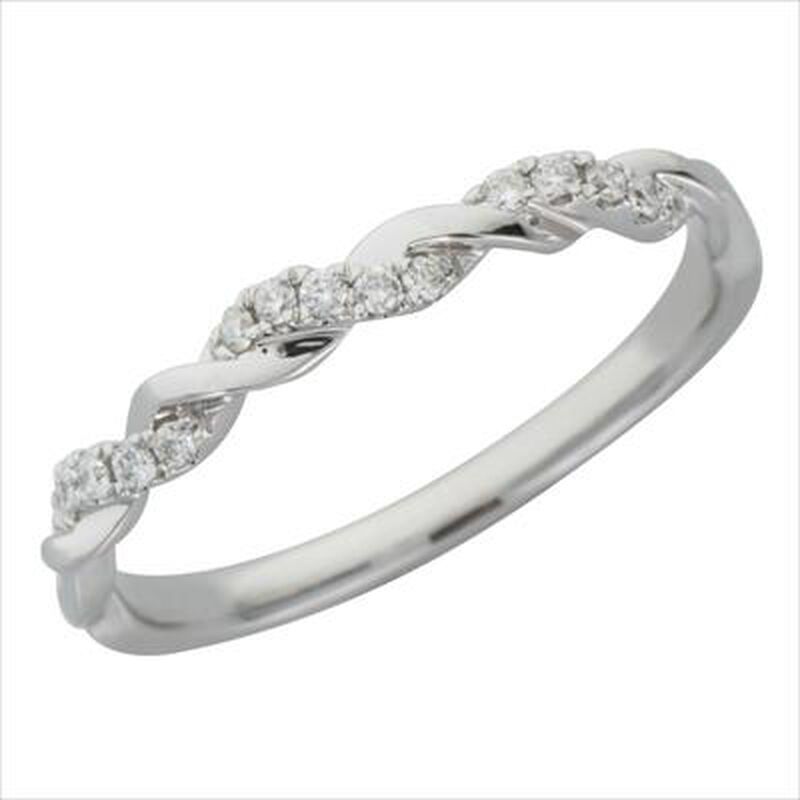 Diamond Stackable Twist Band in 14k White Gold image number null