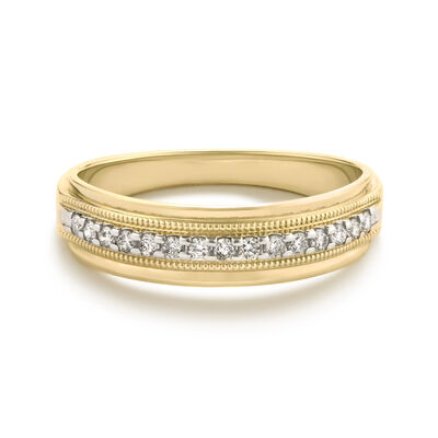 Men's 1/4ctw. Diamond & 10k Yellow Gold Wedding Ring