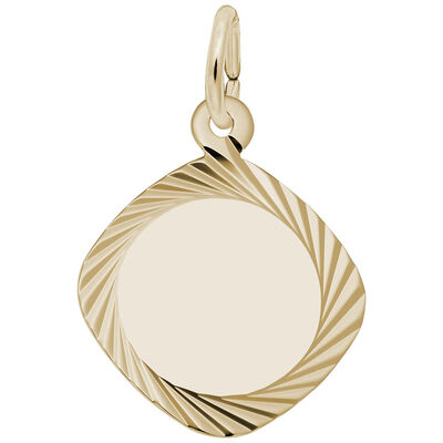 Small Square Disc Charm in Gold Plated Sterling Silver