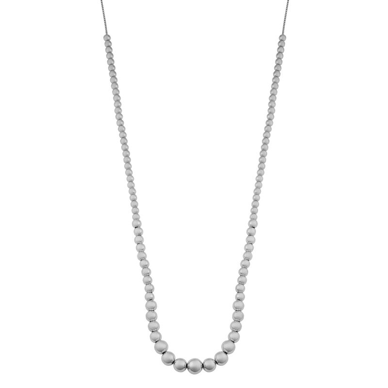 Graduated Bead Adjustable Necklace in Sterling Silver image number null