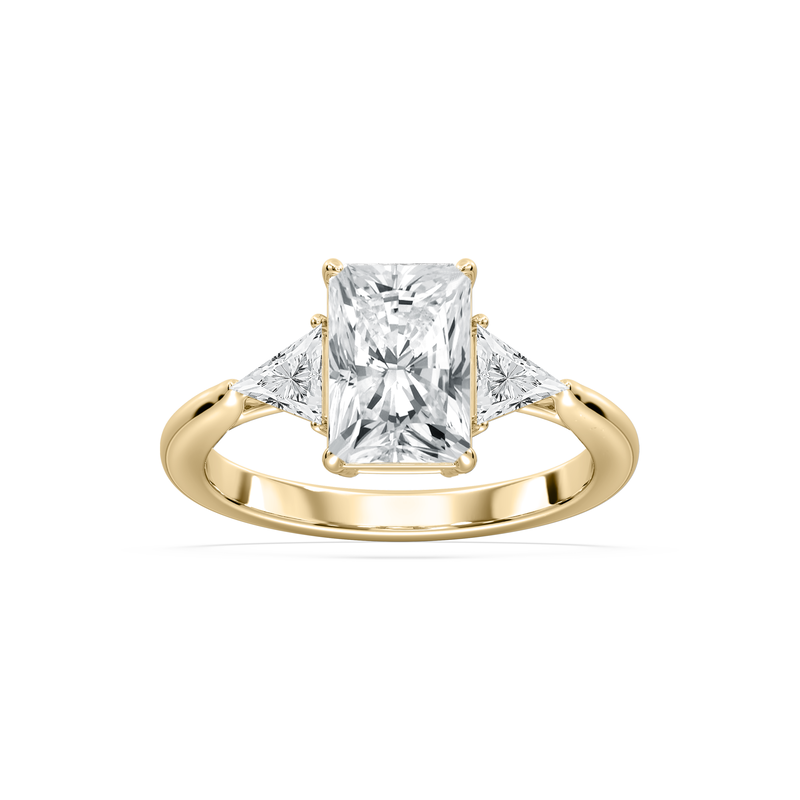 Radiant Lab Grown Diamond 1 1/4ctw. Three Stone Engagement Ring in 14k Yellow Gold image number null
