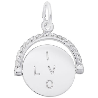 I Love You Spinner Charm in Sterling Silver