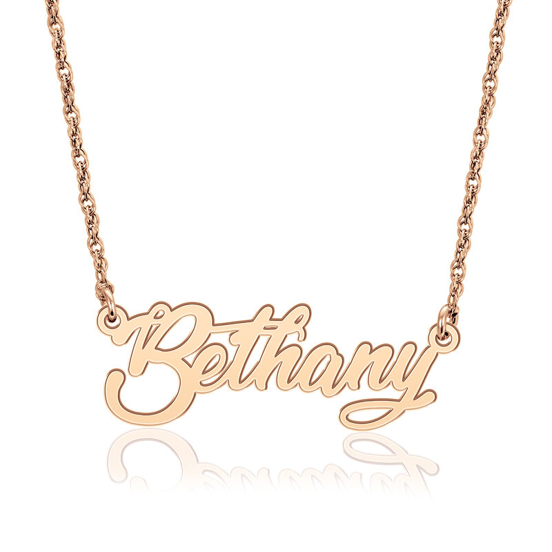 High Polished Cursive Personalized Name Necklace in Rose Gold Plated Sterling Silver image number null