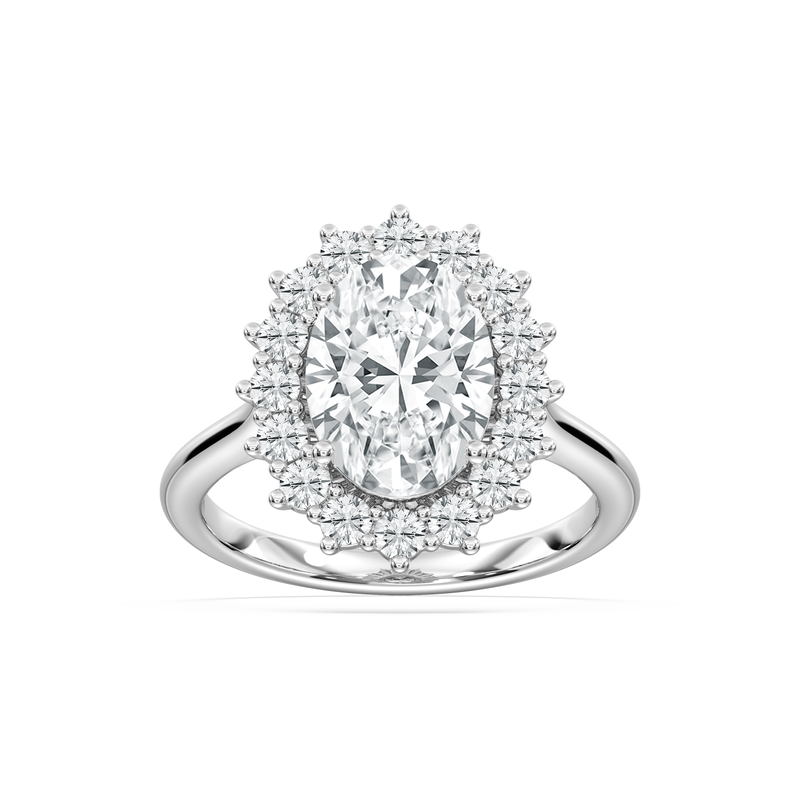 Oval Lab Grown Diamond 3 3/4ctw. Halo Engagement Ring in 14k White Gold image number null