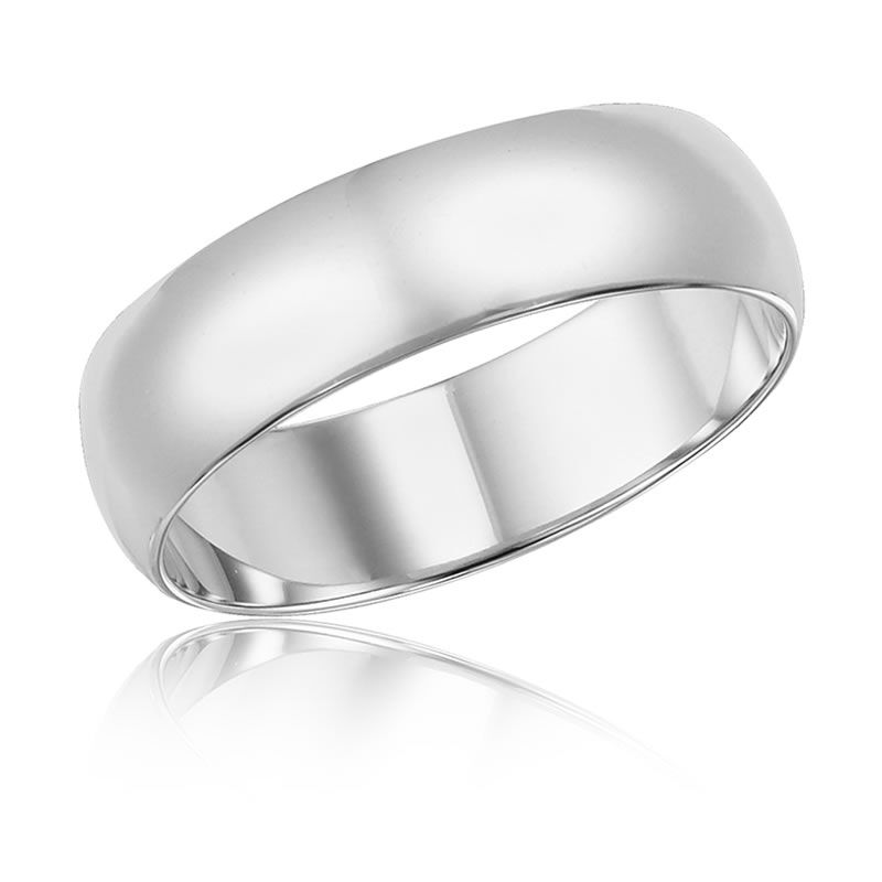 Men's 6mm Wedding Band in 10k White Gold Size 11 image number null