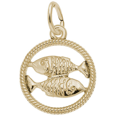 Pisces Charm in Gold Plated Sterling Silver