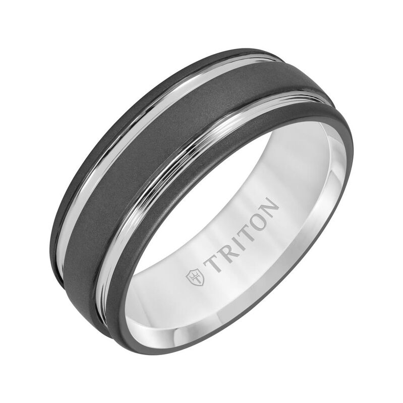 Men's Sandblast & Tungsten Carbide Wedding Ring (8mm) image number null