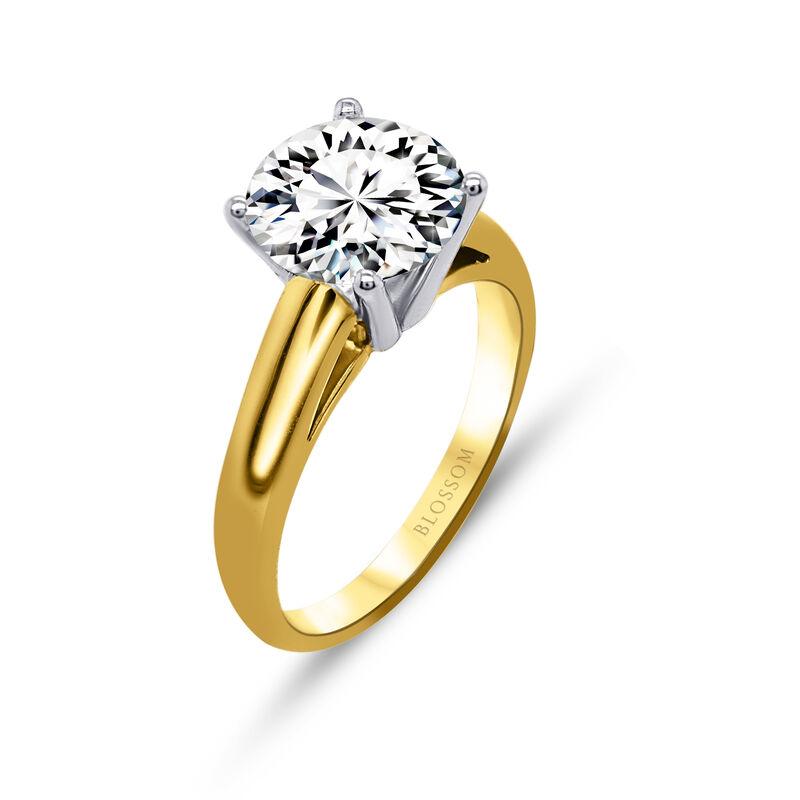 Blossom Cut Round Lab Grown 3ct. Diamond DEF VS Certified Solitaire Engagement Ring in 14k Yellow Gold image number null