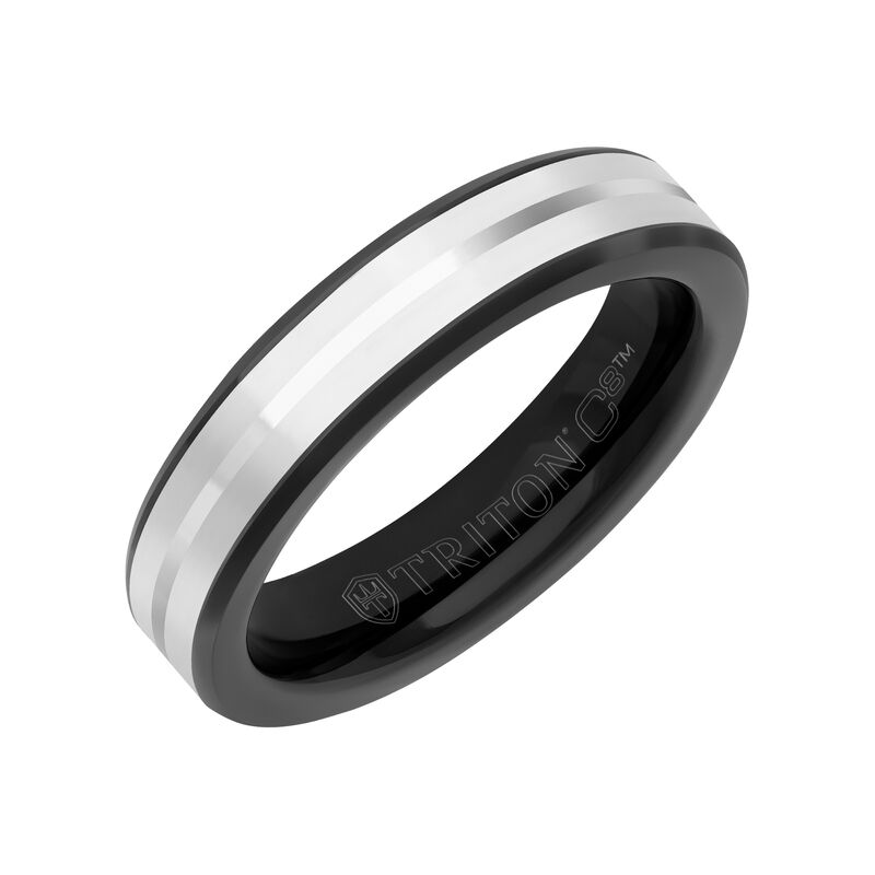 Men's Polished & Tungsten Carbide Wedding Ring (5mm) image number null