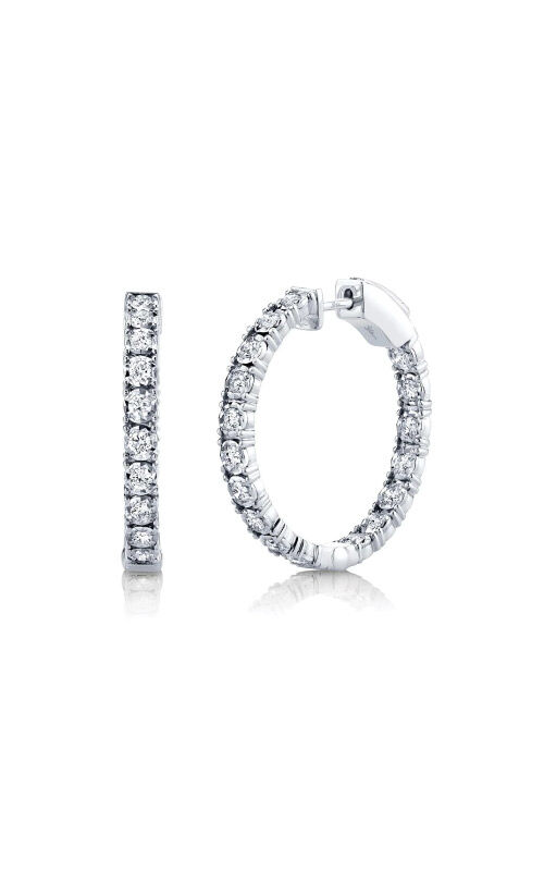 Shy Creation 1.06ctw. Diamond In & Out 25mm Hoops in 14k White Gold image number null