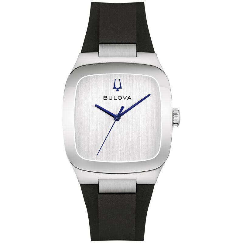 Bulova Latin GRAMMY Silver White Dial Rubber Strap Watch 96A335 image number null