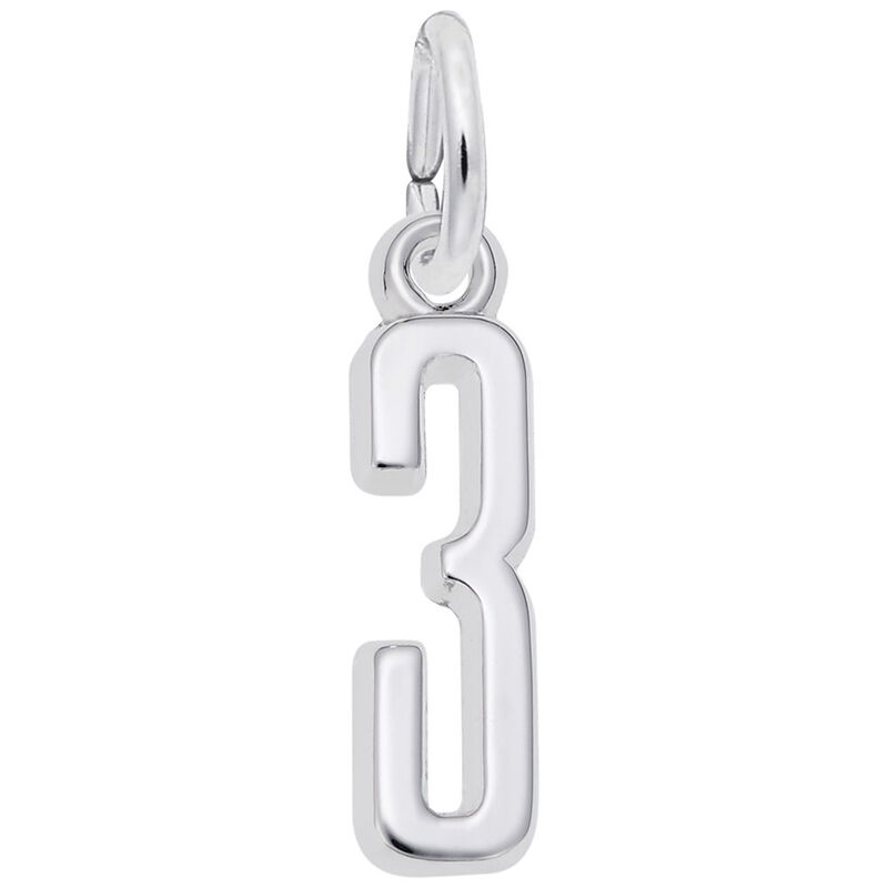 Number 3 Charm in Sterling Silver image number null