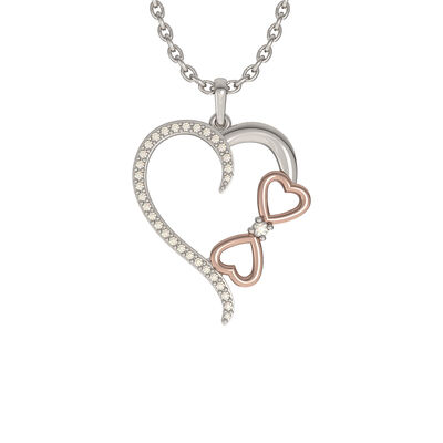 Heart & Infinity 1/6ctw. Diamond Pendant in Sterling Silver