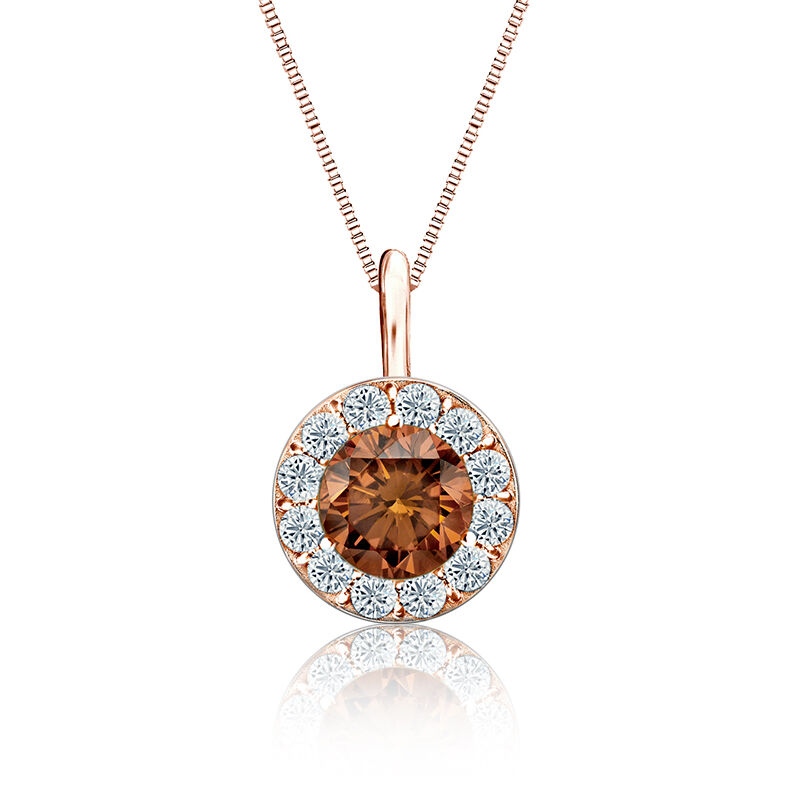 Champagne & White Diamond 3/4ct. Pendant in 14k Rose Gold image number null