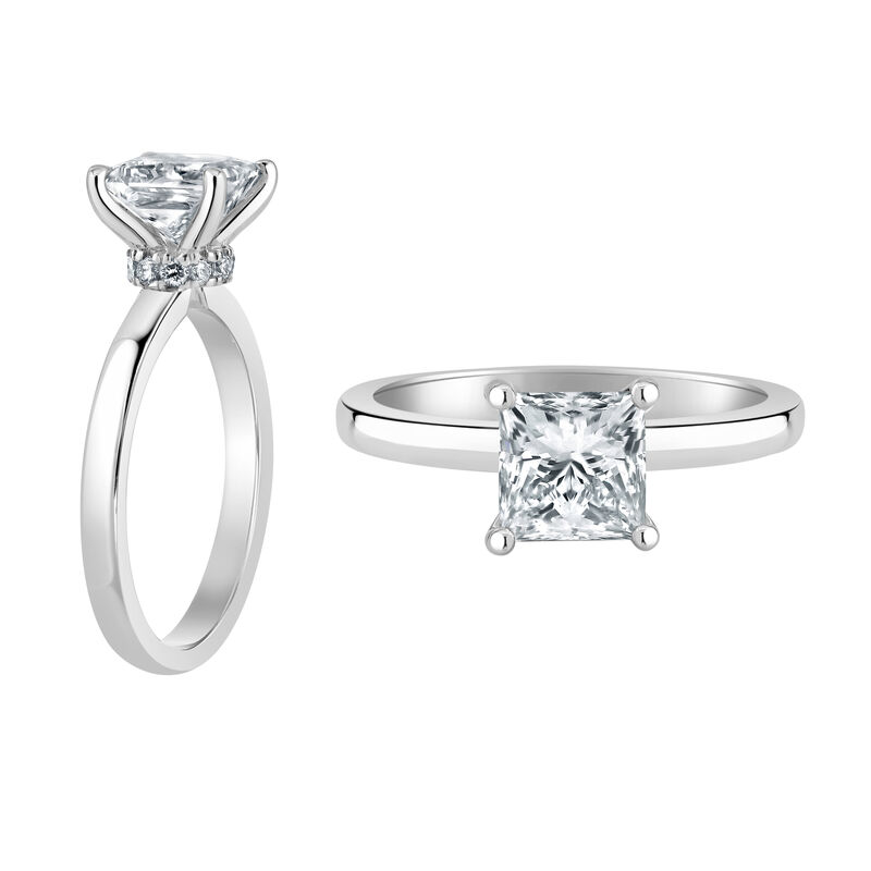 Princess-Cut Lab Grown 1 1/4ct. FG VS Diamond Ribbon Halo Solitaire Engagement Ring in 14k White Gold image number null