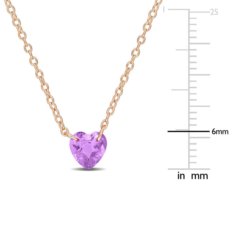 Amethyst Heart Necklace in Rose Plated image number null