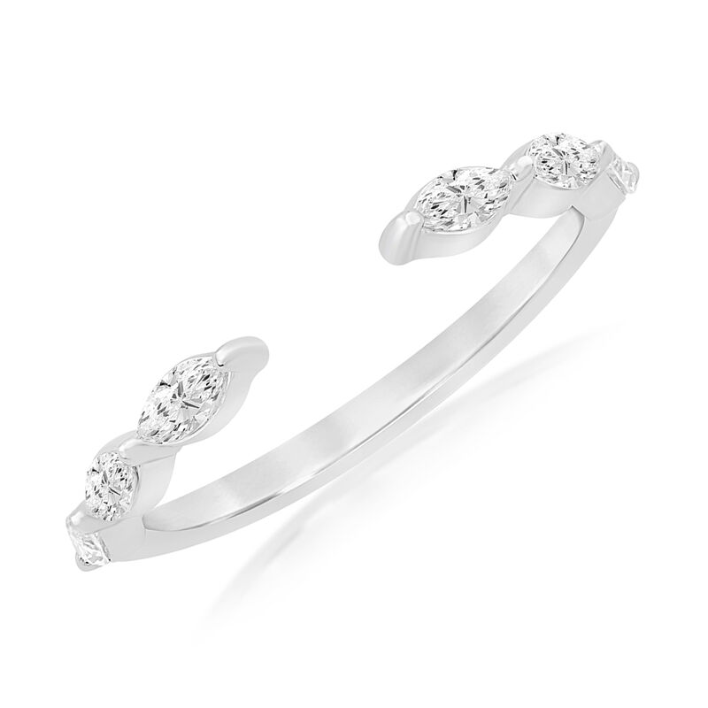 Lab Grown Diamond 3/8ctw. Marquise Stackable & 14k White Gold Anniversary Ring image number null