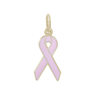Ribbon Breast Cancer Charm in 14K Yellow Gold