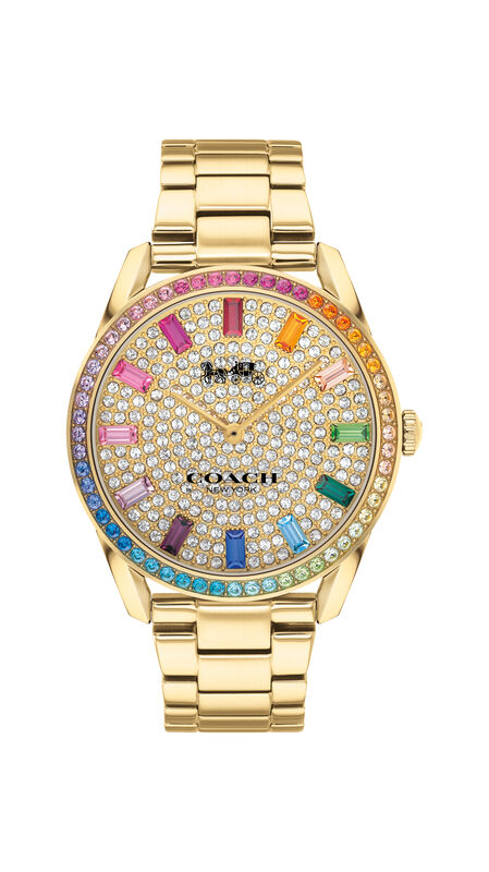Coach Ladies' Gold Plated Stainless Steel Preston Rainbow Watch 14503657 image number null