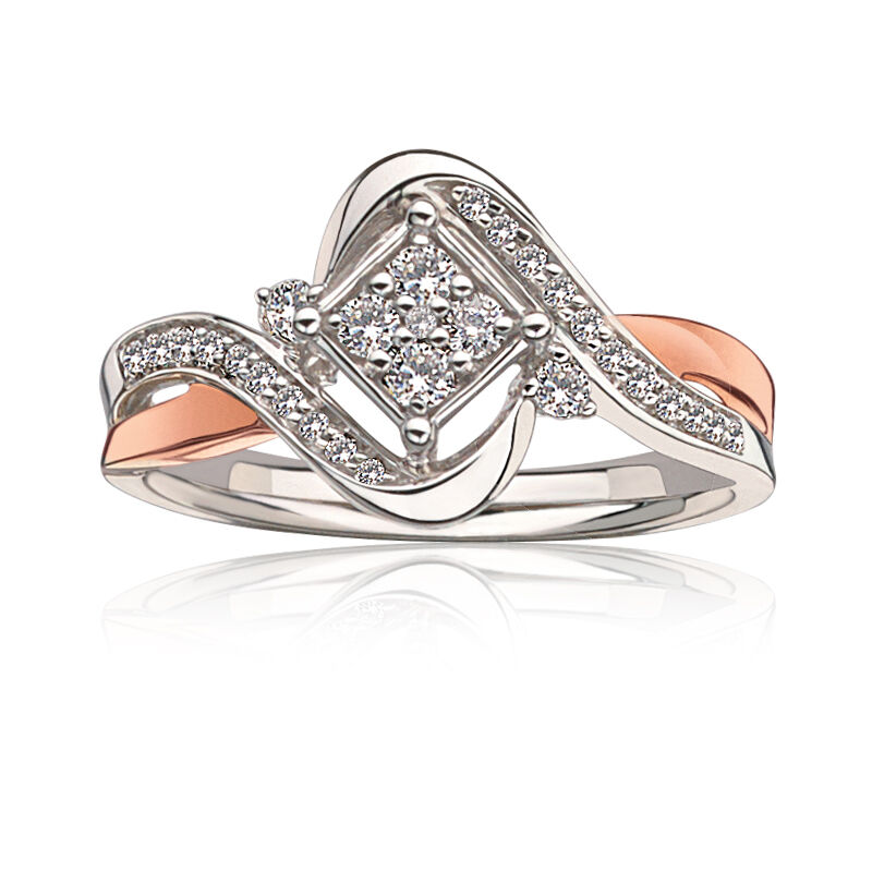 JK Crown: Diamond Bypass Ring in 10k White & Rose Gold image number null