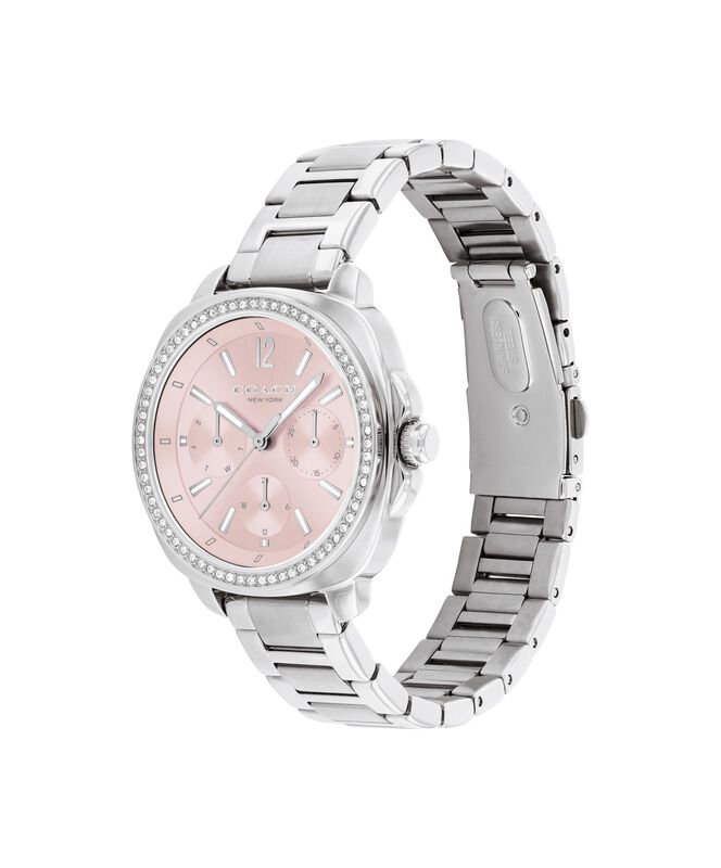 Coach Ladies' Kitt Multifunction Pink Dial With Crystal Bezel Stainless Steel Bracelet 34mm Watch 14504392 image number null