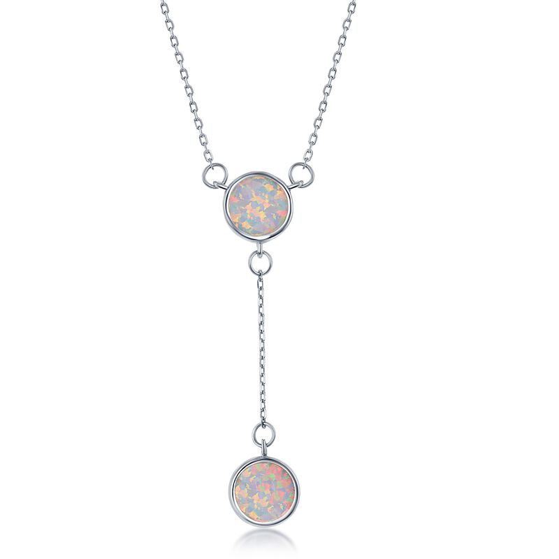 Created White Inlay Opal Lariat in Sterling Silver image number null