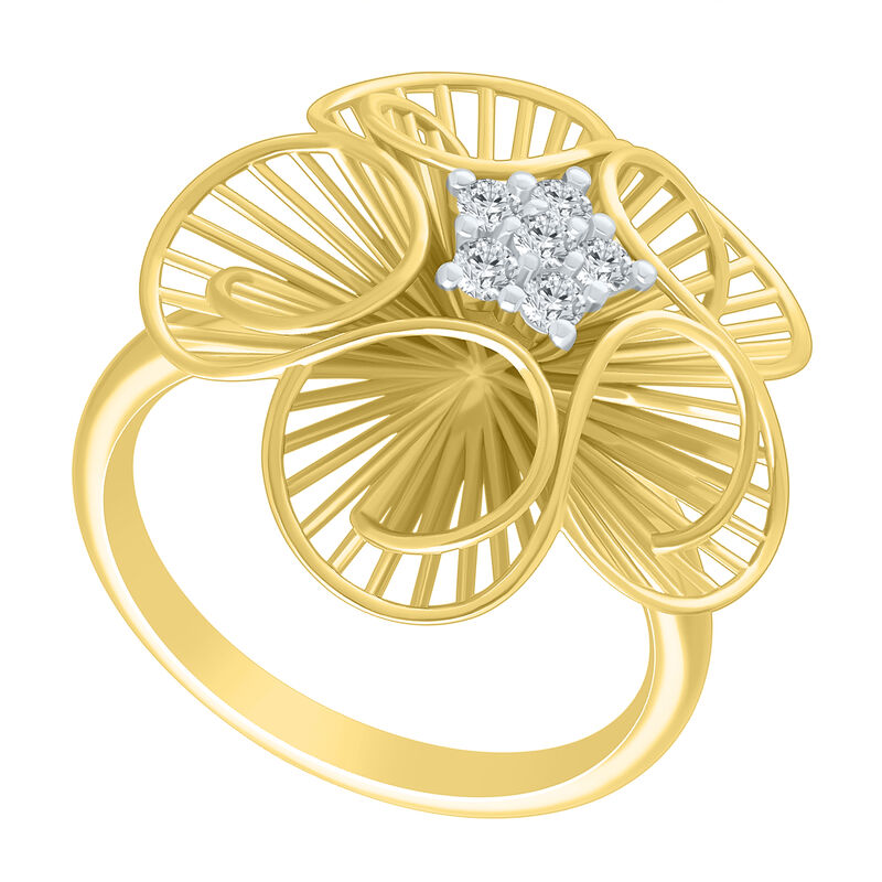 Diamond 1/10ctw. Flower Fashion Ring in Gold Plated image number null