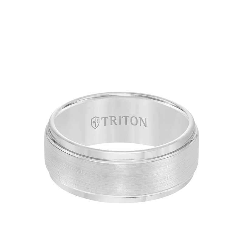 Triton Men's White Tungsten Wedding Band image number null