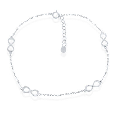 Infinity Symbol Anklet in Sterling Silver
