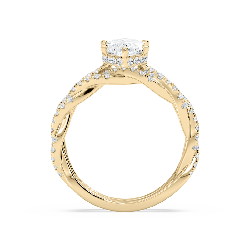 Marquise Lab Grown Diamond 2 3/4ctw. Hidden Halo Twist Bridal Set in 14k Yellow Gold image number null