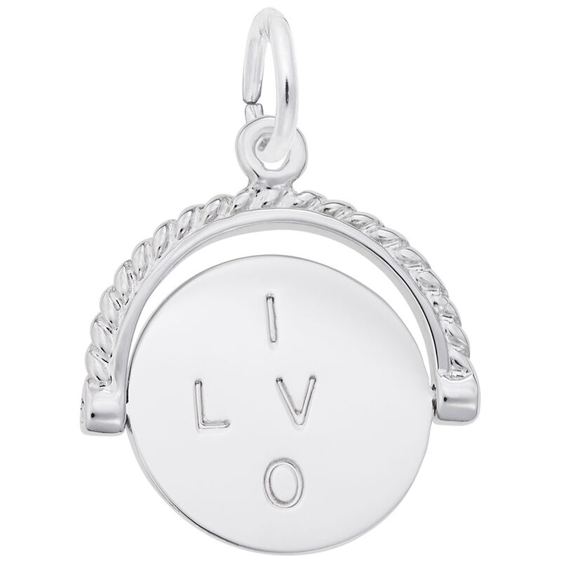 I Love You Spinner Charm in 14k White Gold image number null