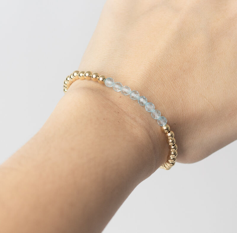 Gold Filled Beaded Bracelet With Blue Topaz Beads image number null