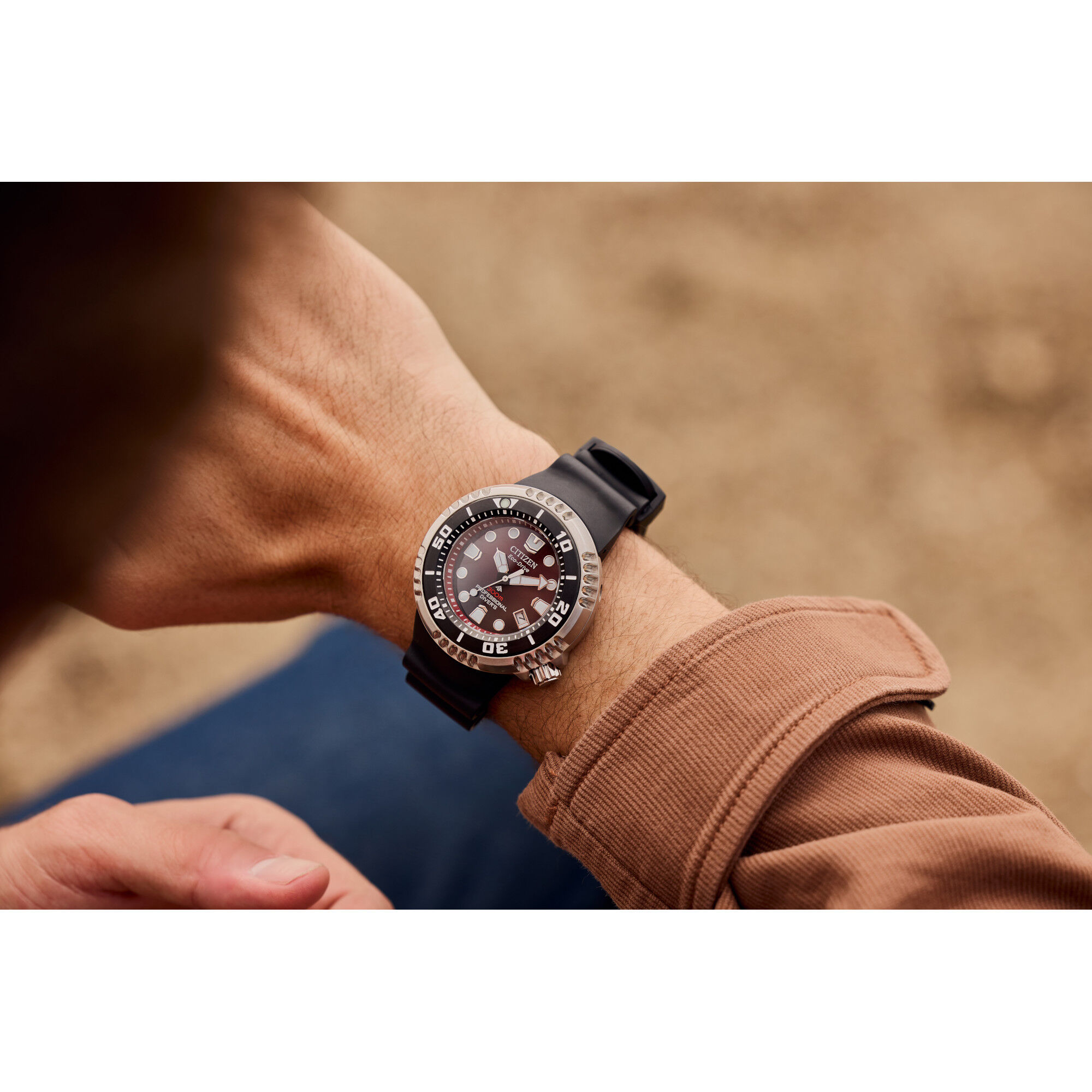 Citizen Men's Promaster Dive Red Dial Black Rubber Strap 46mm