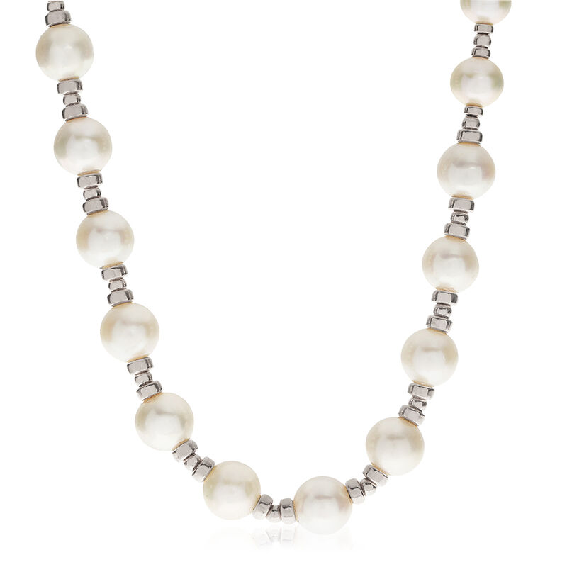 Freshwater Pearl & Silver Bead Necklace image number null