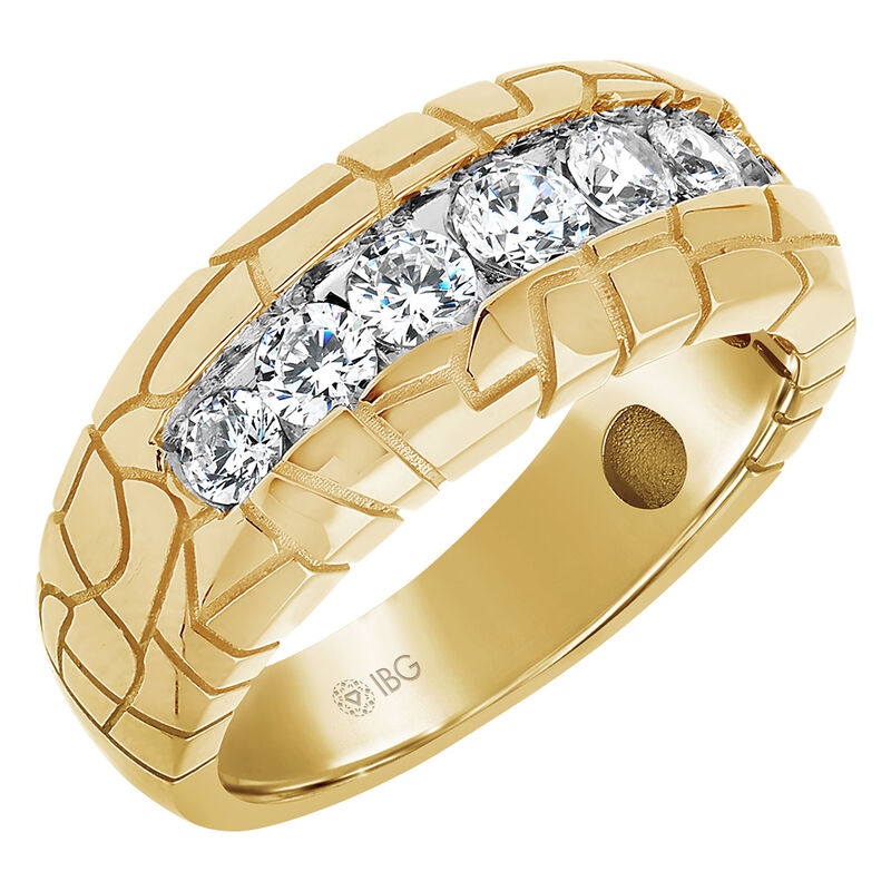 Men's 7-Stone Round-Cut 1ctw. Diamond Ring in 14k Yellow Gold image number null
