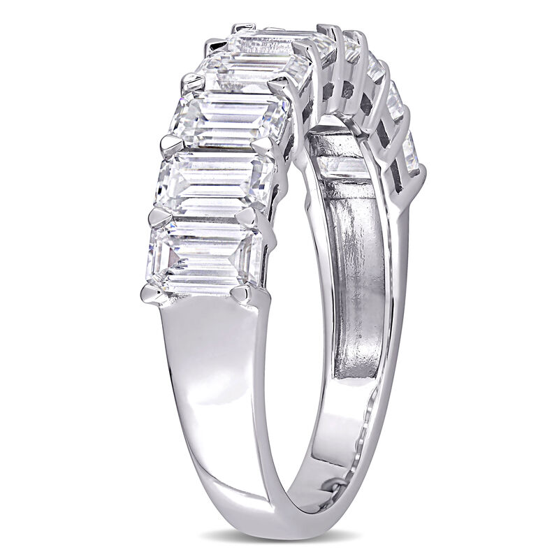 Created Moissanite 9 Stone Emerald Cut Ring in 10k White Gold image number null
