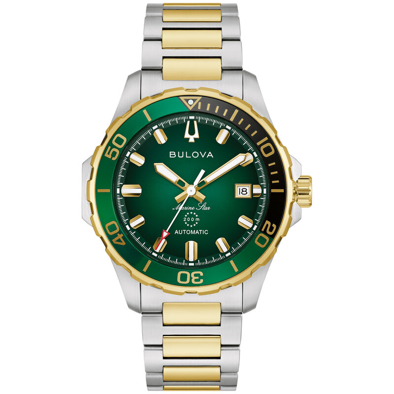 Bulova Marine Star Series B Automatic Green Dial Two Tone 98B467 image number null