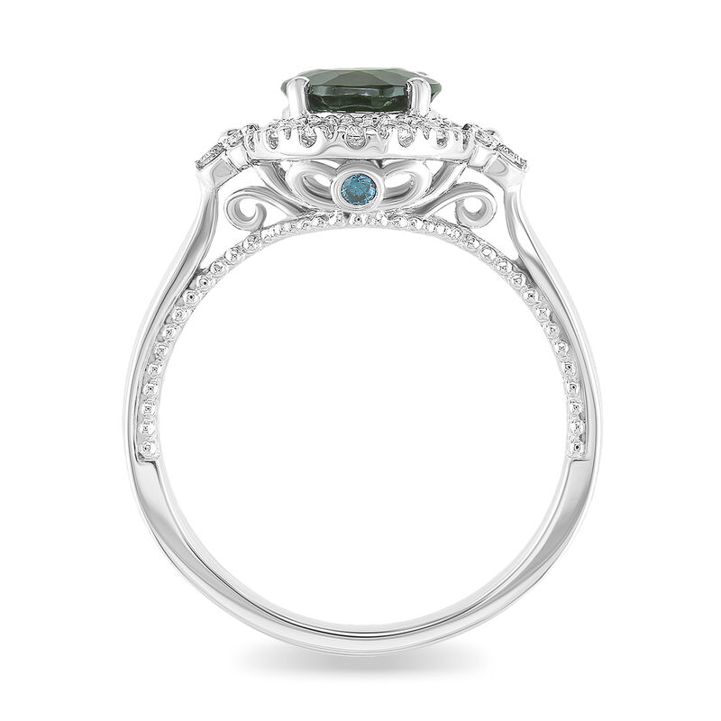 JK Crown® Oval Green Chrome Diopside & Diamond Halo Ring in 10k White Gold image number null